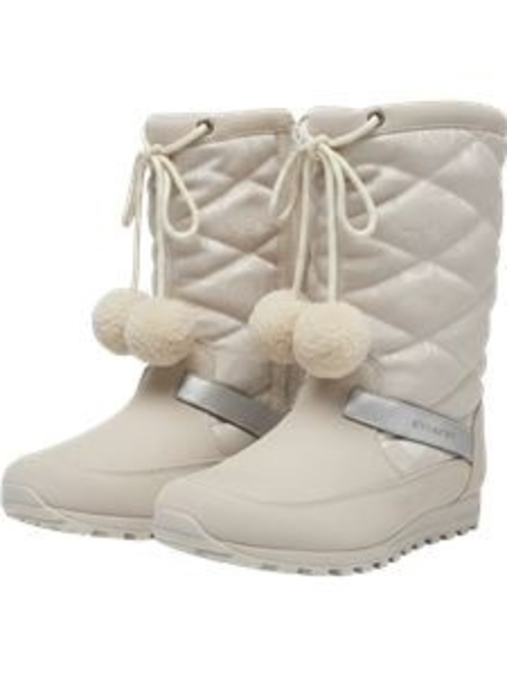 Kids Cream Quilted Pom-Pom Winter Boots